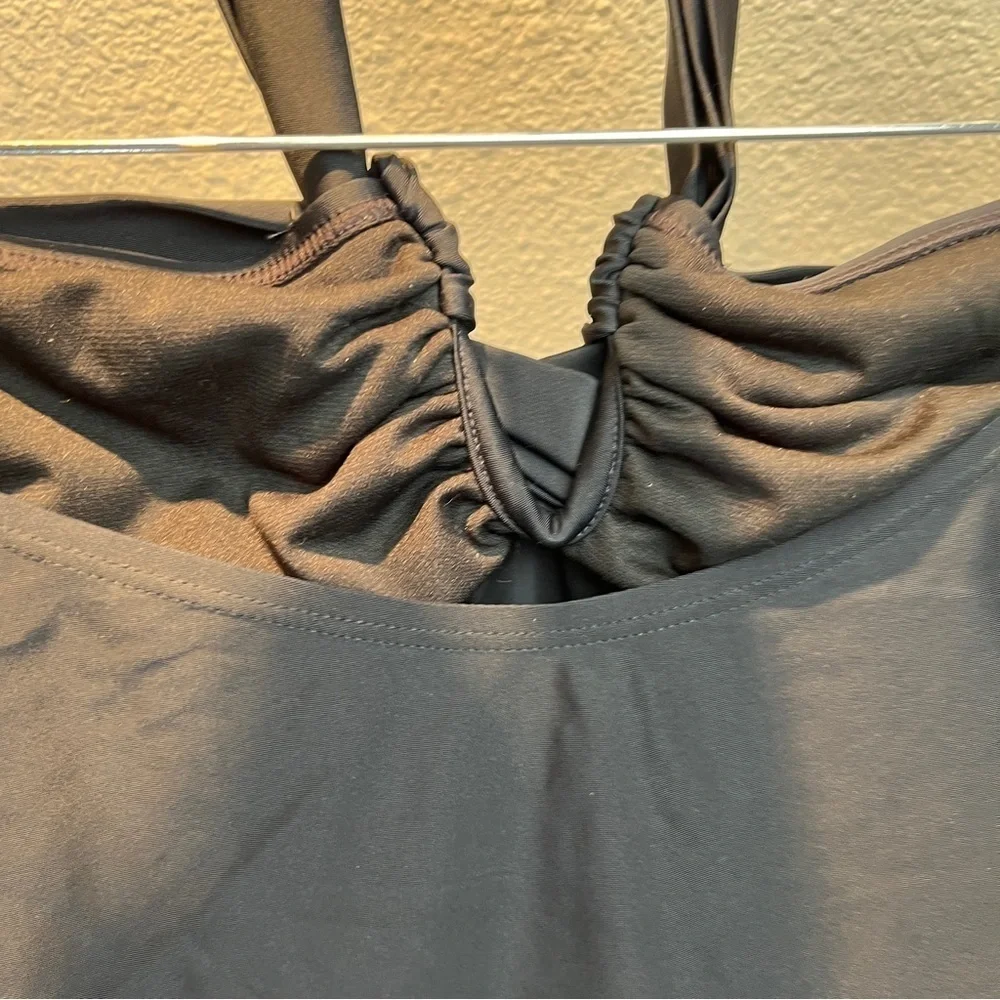 ISLAND ESCAPE Black Swim Top with Neck Tie. Size 10